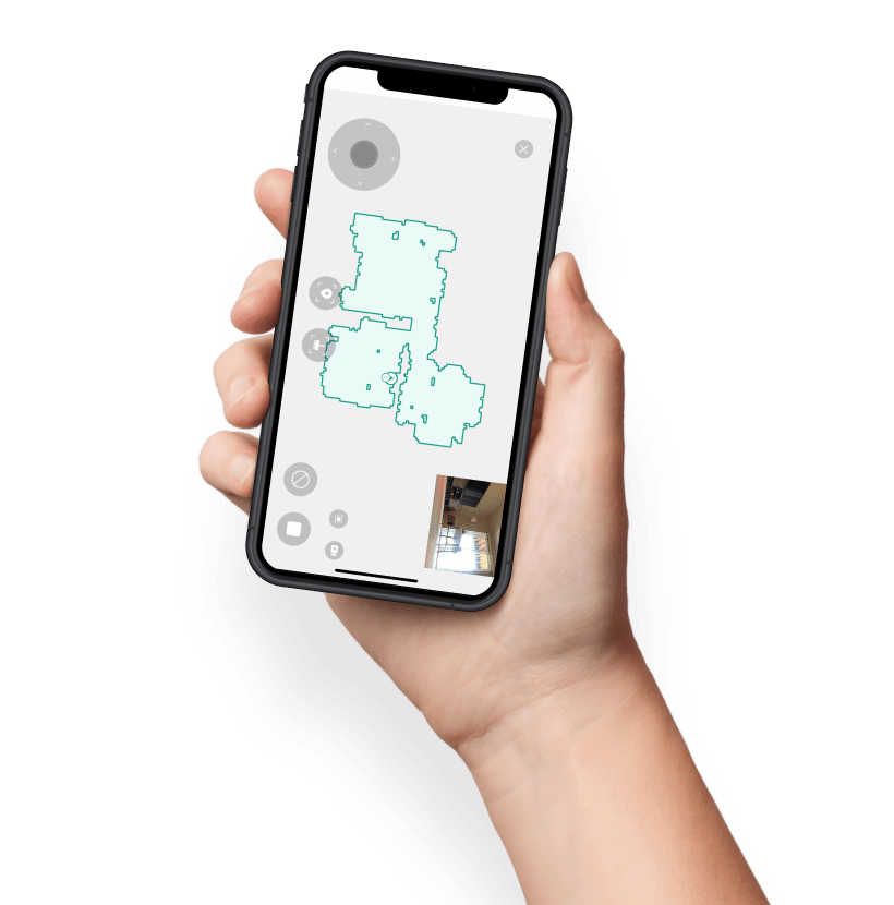 hånd som holder en telefon med trifo-appen med manuell kontroll